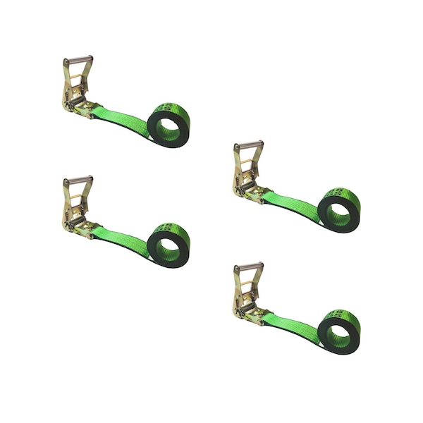 Heavy Duty 2" x 20' Utility Endless Ratchet Tie Down Strap for Cargo Bundling Green, 4PK
